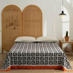 Retro Chinesische Baumwoll-Überwurfdecke - Stilvoller Sofa-Bettbezug