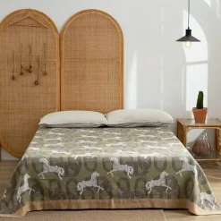 Retro Chinesische Baumwoll-Überwurfdecke - Stilvoller Sofa-Bettbezug