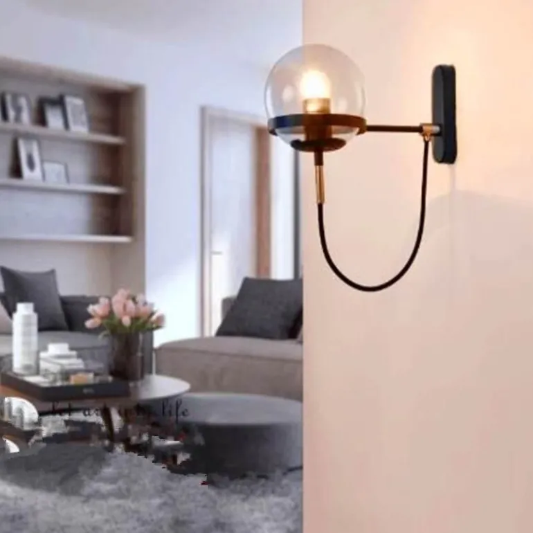 Retro Glass Ball Wall Lamp - Elegant Home Decor Lighting