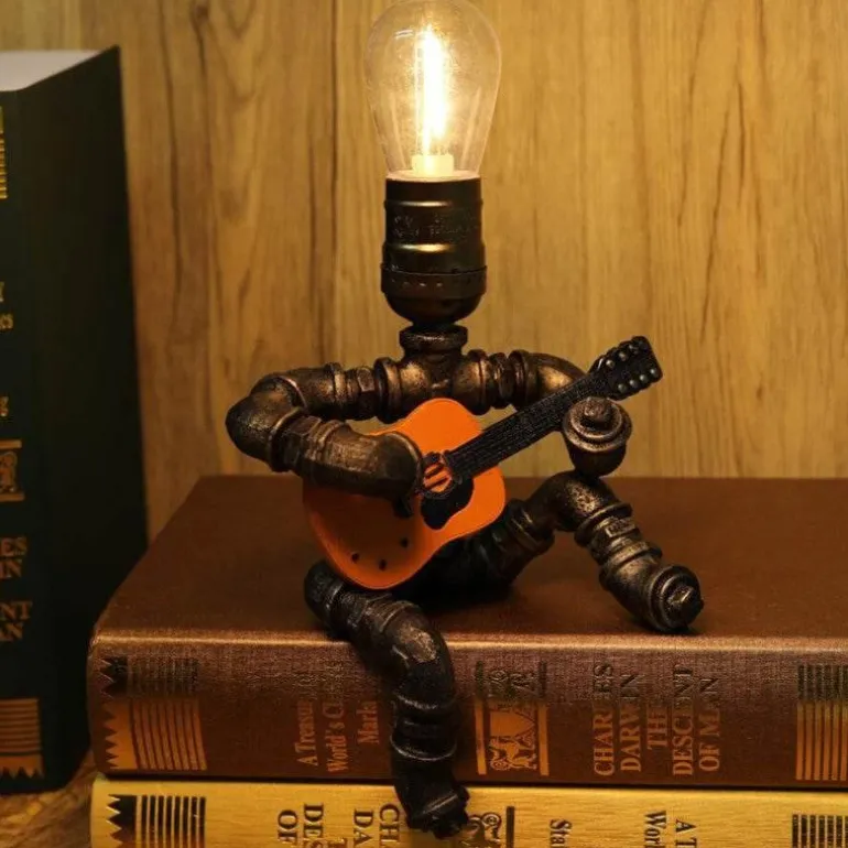 Retro Guitar Player Lamp - Music-Themed Home Decor