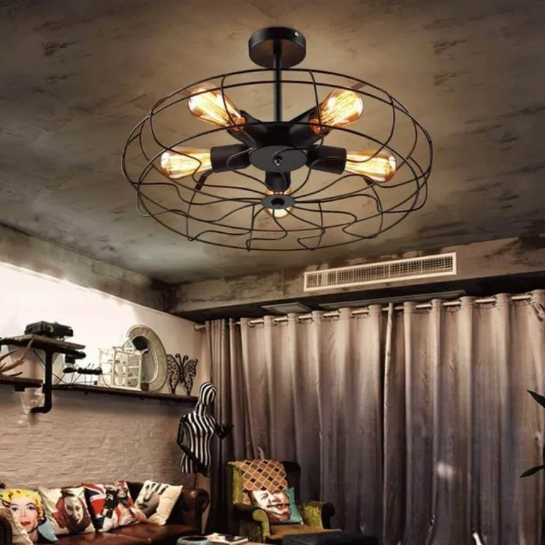 Retro Industrial Ceiling Light - 5-Light Vintage Pendant Fixture