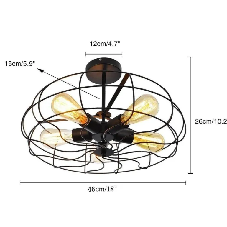 Retro Industrial Ceiling Light - 5-Light Vintage Pendant Fixture