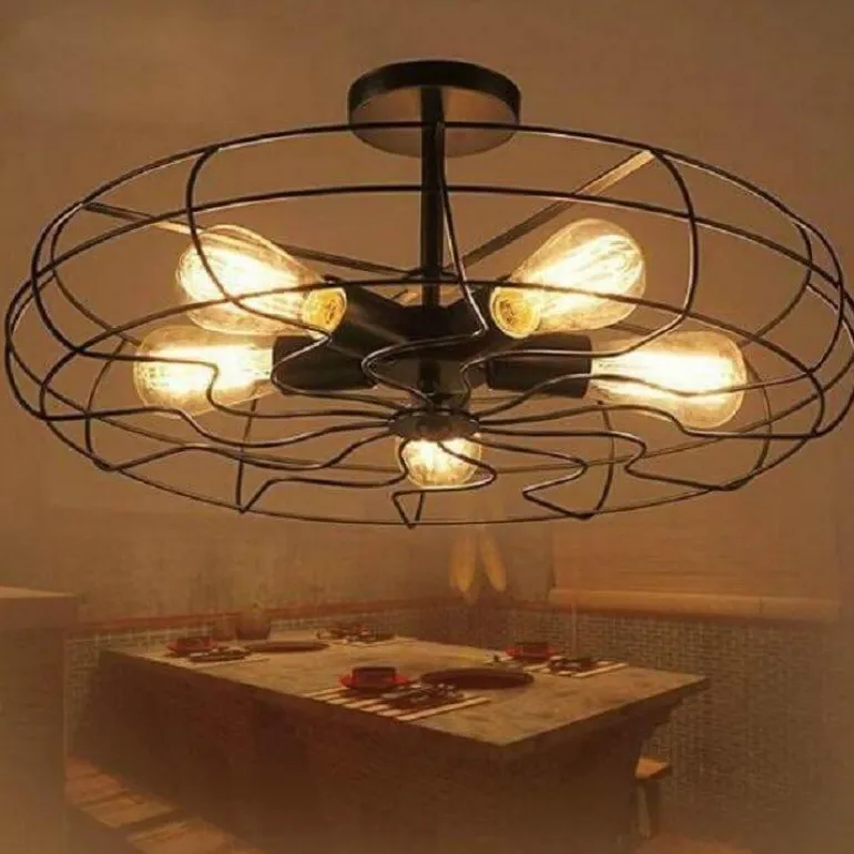 Retro Industrial Ceiling Light - 5-Light Vintage Pendant Fixture