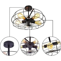 Retro Industrial Ceiling Light - 5-Light Vintage Pendant Fixture