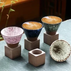 Retro Japanische Keramik-Kaffeetasse - Handgefertigte Teetasse aus Porzellan
