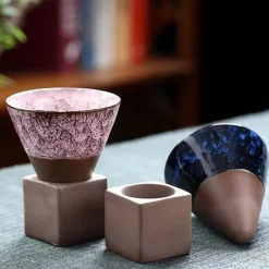 Retro Japanische Keramik-Kaffeetasse - Handgefertigte Teetasse aus Porzellan