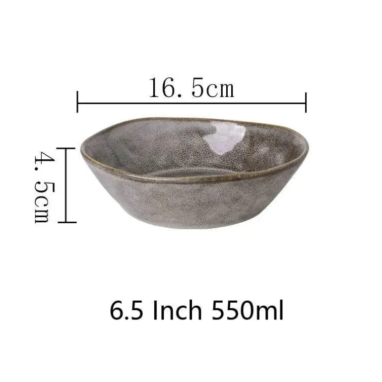 Retro Japanisches Keramikgeschirr-Set - Graue Porzellanteller und -schüsseln