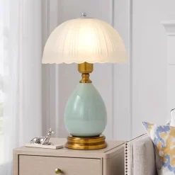 Retro Keramik Tischlampe - Vintage Wohnbeleuchtung Dekor