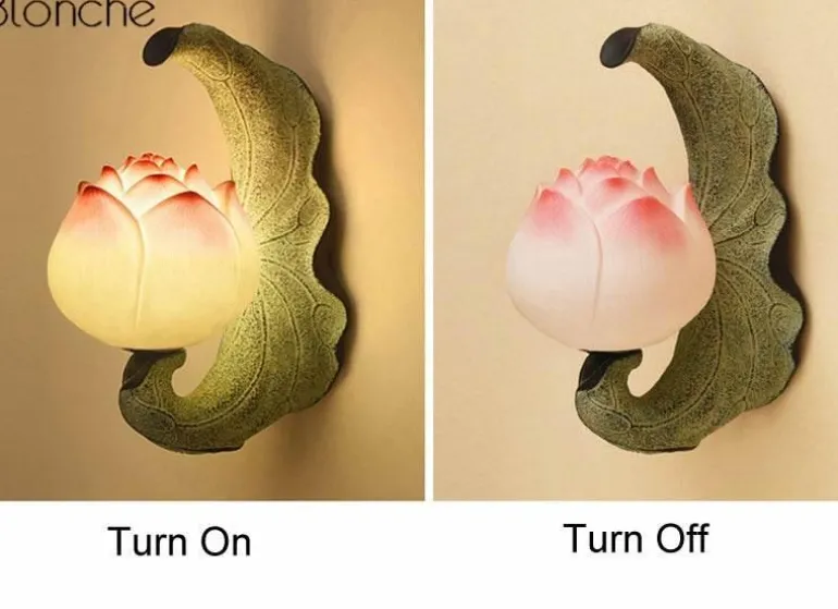Retro Lotus Flower Wall Lamp - Vintage Home Decor Lighting