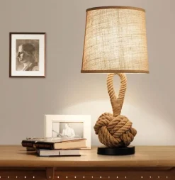 Retro Rope Table Lamp - Vintage American Home Decor