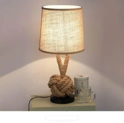Retro Rope Table Lamp - Vintage American Home Decor