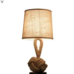 Retro Rope Table Lamp - Vintage American Home Decor