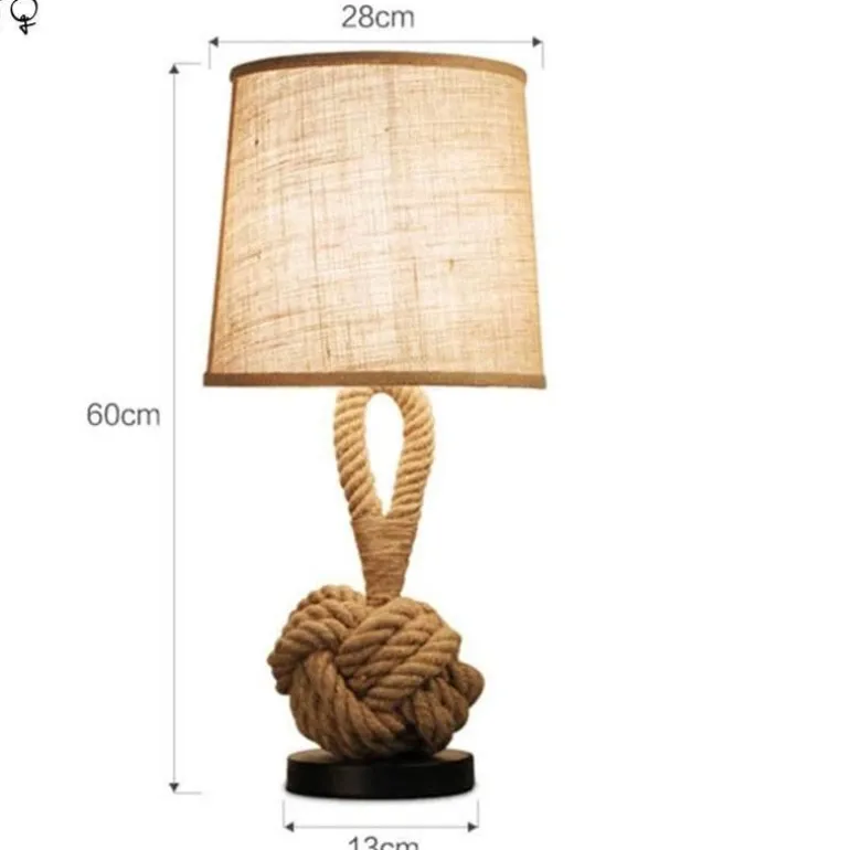 Retro Rope Table Lamp - Vintage American Home Decor