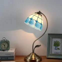 Retro Tiffany Tischlampe - Vintage Glasbeleuchtung