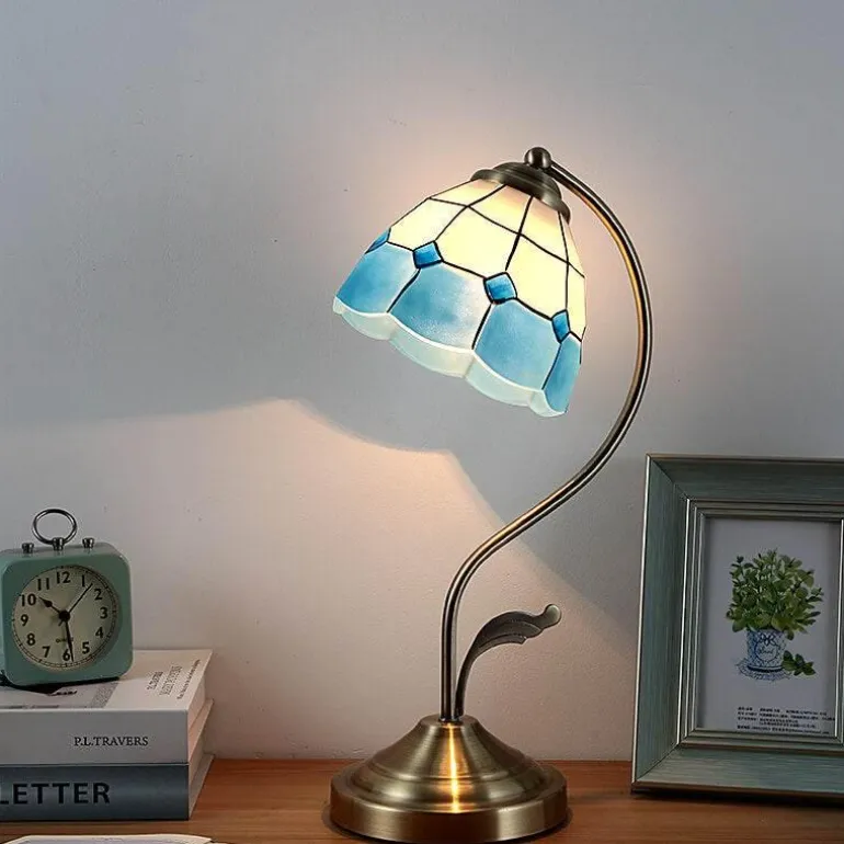 Retro Tiffany Tischlampe - Vintage Glasbeleuchtung