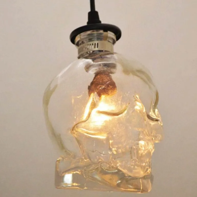 Retro Totenkopf Pendelleuchte - Vintage Glasleuchte