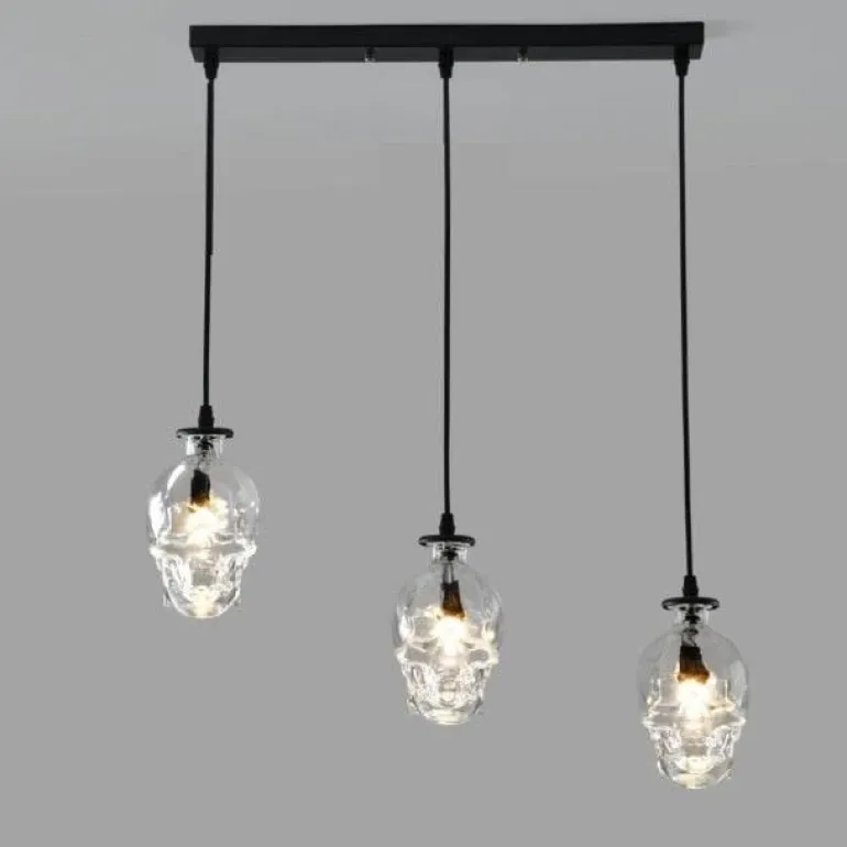 Retro Totenkopf Pendelleuchte - Vintage Glasleuchte