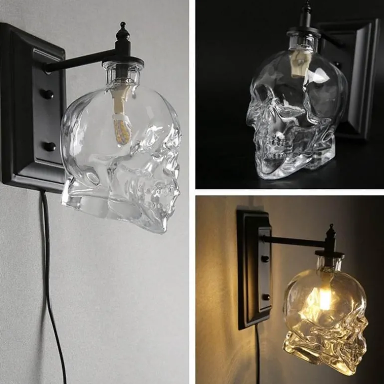 Retro Totenkopf Pendelleuchte - Vintage Glasleuchte
