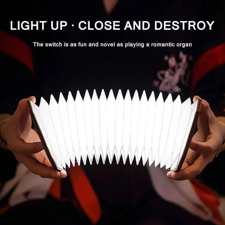 Retro USB Rechargeable Wooden LED Accordion Lamp