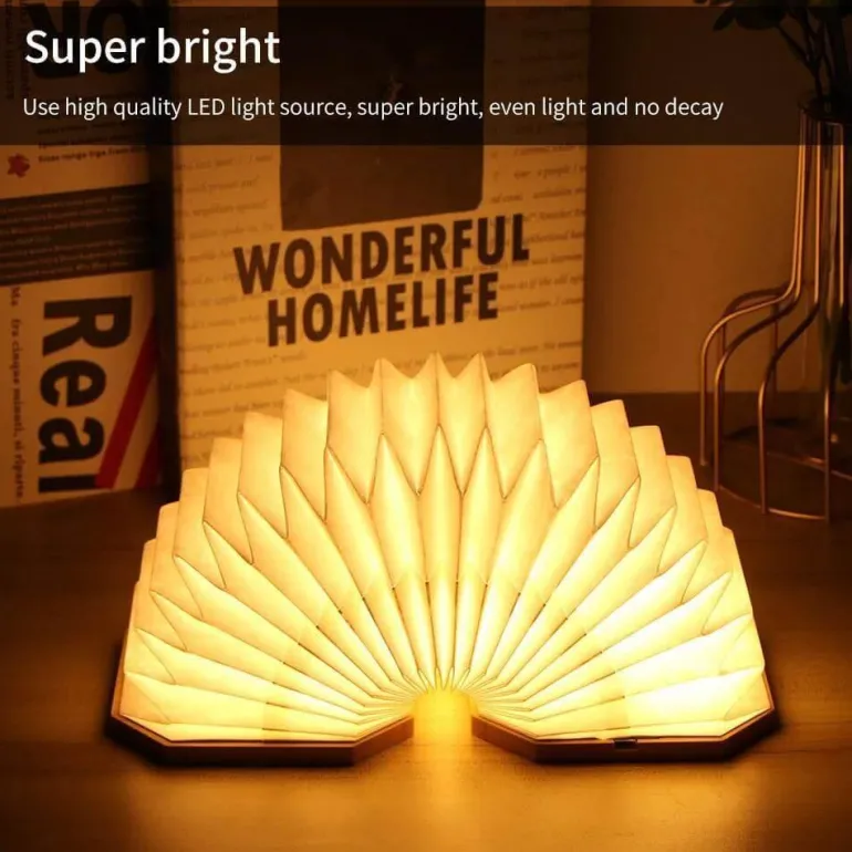 Retro USB Rechargeable Wooden LED Accordion Lamp