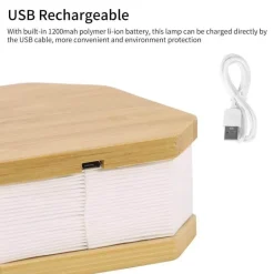 Retro USB Rechargeable Wooden LED Accordion Lamp