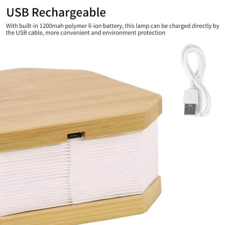 Retro USB Rechargeable Wooden LED Accordion Lamp