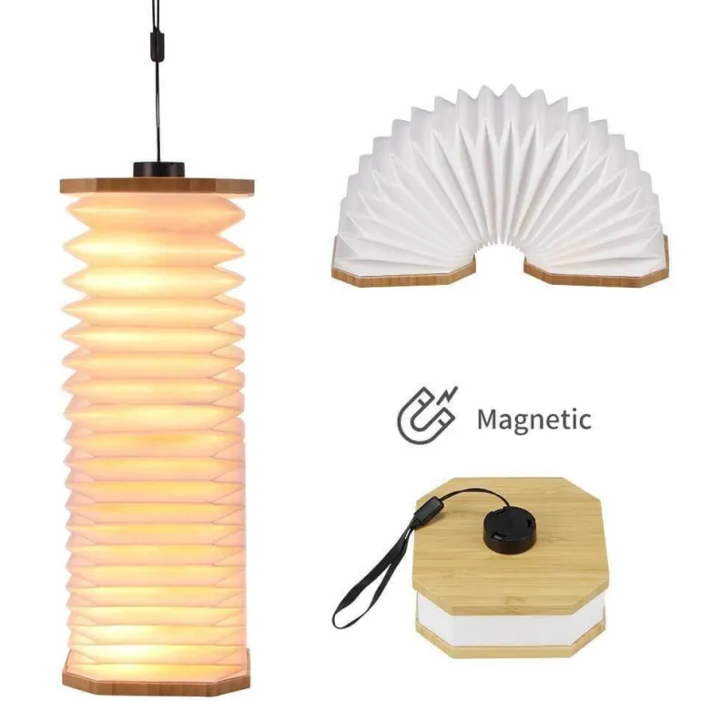 Retro USB Rechargeable Wooden LED Accordion Lamp