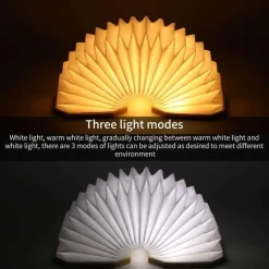 Retro USB Rechargeable Wooden LED Accordion Lamp