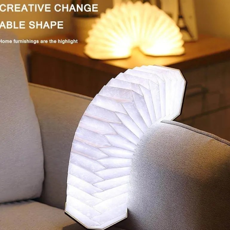Retro USB Rechargeable Wooden LED Accordion Lamp