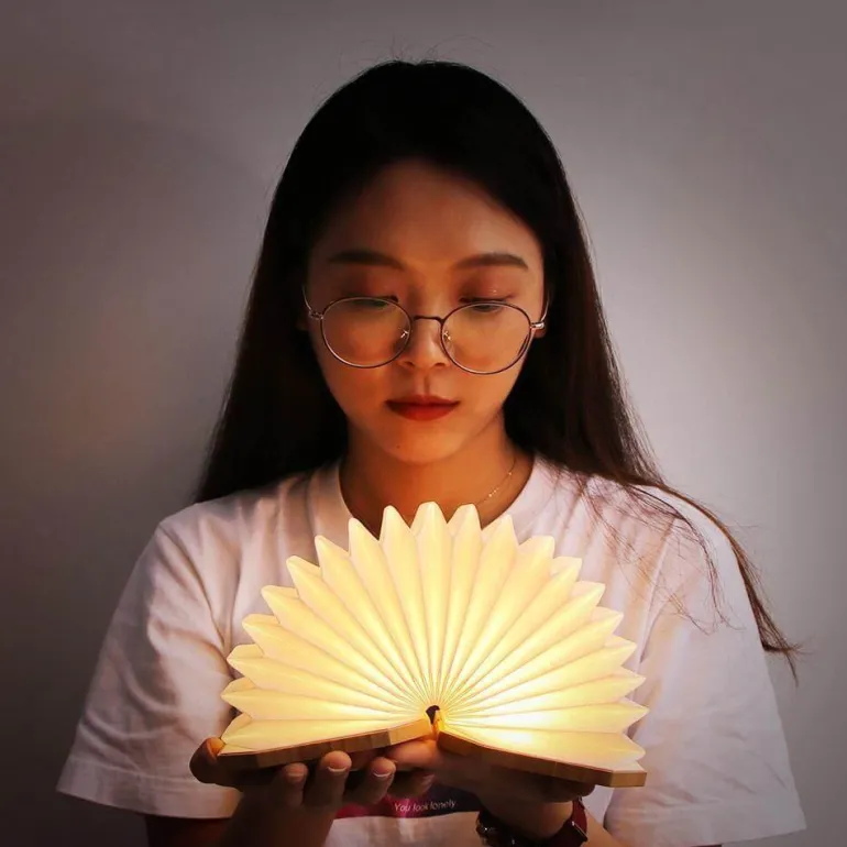 Retro USB Rechargeable Wooden LED Accordion Lamp