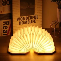 Retro USB Rechargeable Wooden LED Accordion Lamp