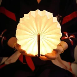 Retro USB Rechargeable Wooden LED Accordion Lamp
