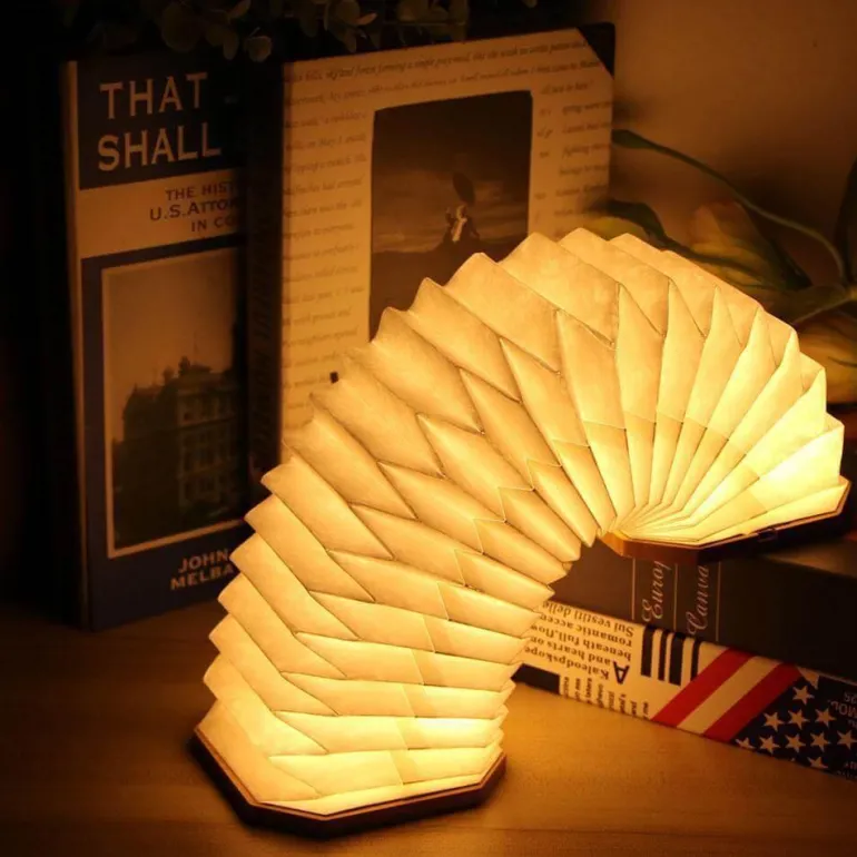 Retro USB Rechargeable Wooden LED Accordion Lamp
