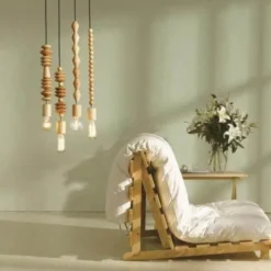 Retro Wooden Pendant Lamp - Nature-Inspired Lighting