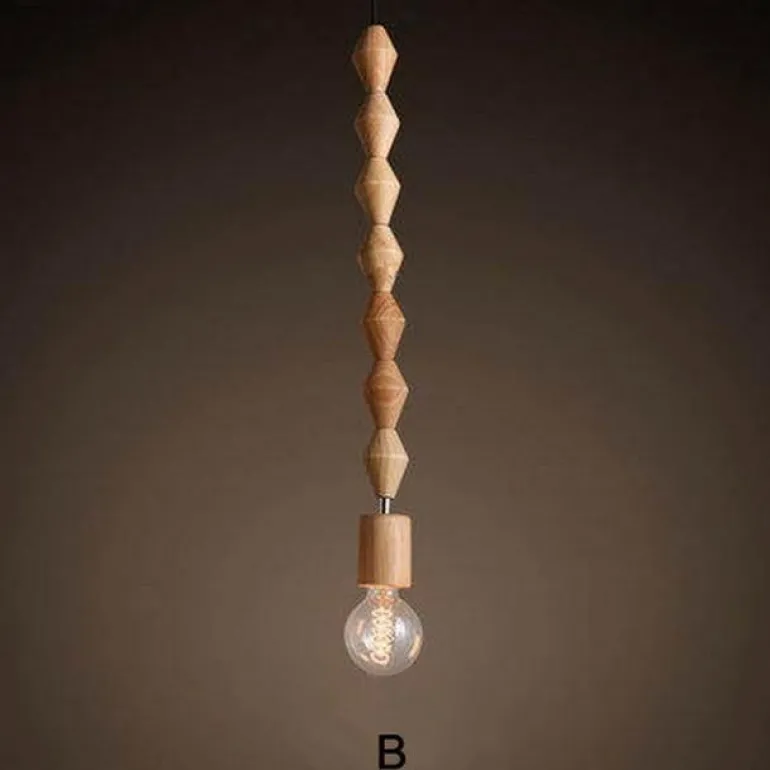Retro Wooden Pendant Lamp - Nature-Inspired Lighting