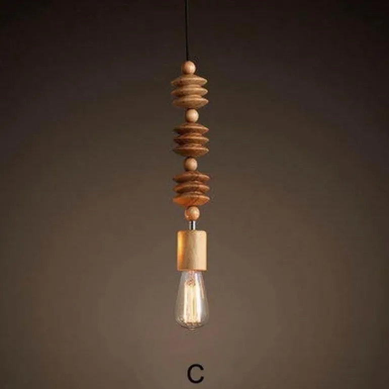 Retro Wooden Pendant Lamp - Nature-Inspired Lighting