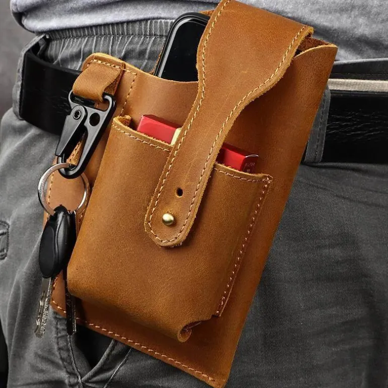 Retro-Gürteltasche aus Leder – Multifunktionaler Telefonhalter