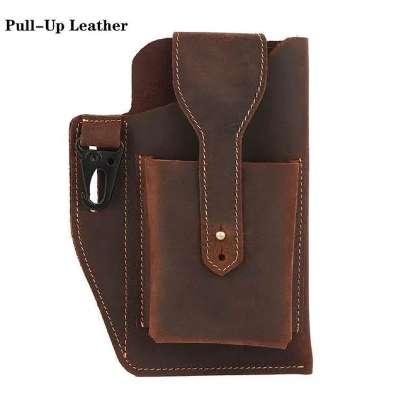 Retro-Gürteltasche aus Leder – Multifunktionaler Telefonhalter