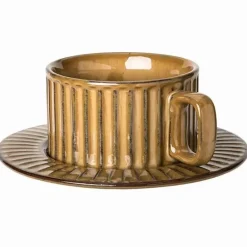 Retro-Kaffeetassen-Set – Keramiktasse mit Untertasse und Löffel für das Café zu Hause