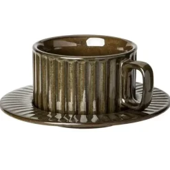 Retro-Kaffeetassen-Set – Keramiktasse mit Untertasse und Löffel für das Café zu Hause