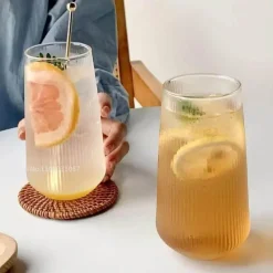 Retro-Kaffeetassen-Set aus Glas – transparente 500-ml-Trinkbecher