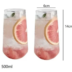 Retro-Kaffeetassen-Set aus Glas – transparente 500-ml-Trinkbecher