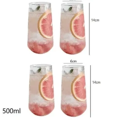 Retro-Kaffeetassen-Set aus Glas – transparente 500-ml-Trinkbecher