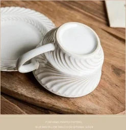 Retro-Kaffeetassen-Set aus Keramik – stilvolle Latte-Tee-Untertasse