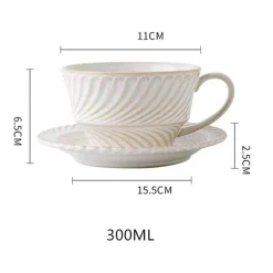 Retro-Kaffeetassen-Set aus Keramik – stilvolle Latte-Tee-Untertasse