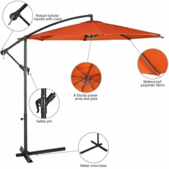 Riesiger Hängeschirm für den Außenbereich – UV-beständiger Terrassenschirm