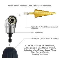 Right Angle Drill Attachment - 360 Degree Extension Tool for Tight Spaces