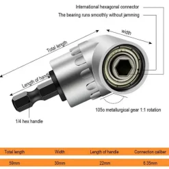 Right Angle Drill Attachment - 360 Degree Extension Tool for Tight Spaces