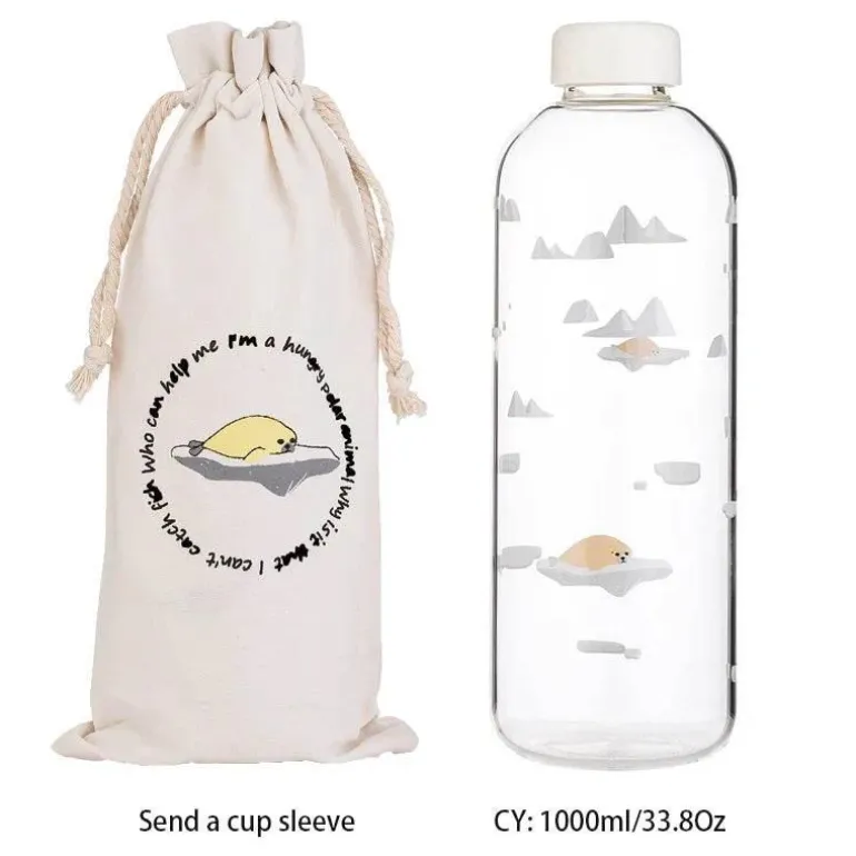 Robbenwal-Wasserflasche mit Hülle – Kreatives Camping-Trinkgeschirr