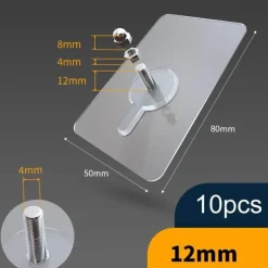 Robuste transparente selbstklebende Kleiderbügel – 10 Stück stanzfreie Wandhaken